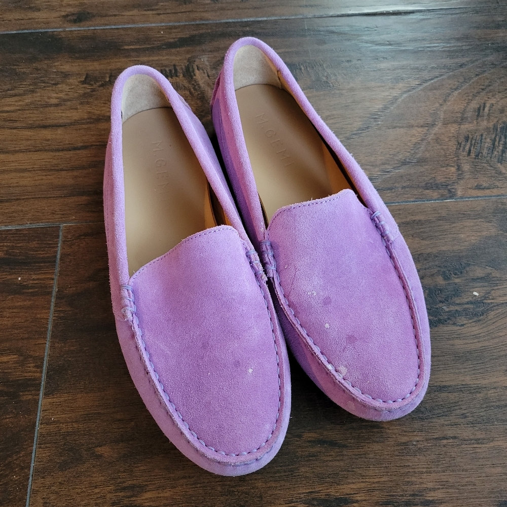 M. Gemi Lavender Suede Loafers - Picture 1 of 5